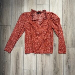 House of Harlow 1960 Rust Floral Blouse